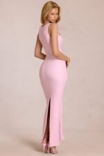 Square-Neck Tie-Gather Maxi Dress in Blossom Pink - Image 5