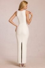 Square-Neck Tie-Gather Maxi Dress in Pearl - Image 5