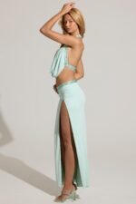 Embellished Low-Rise Maxi Skirt in Aqua Blue - Image 6