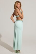 Embellished Low-Rise Maxi Skirt in Aqua Blue - Image 2