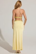 Embellished Low-Rise Maxi Skirt in Lemon Yellow - Image 5