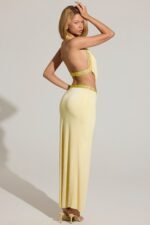Embellished Low-Rise Maxi Skirt in Lemon Yellow - Image 2
