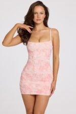 Embellished Square-Neck Mini Dress in Soft Pink Ombre - Image 6