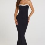 Modal Lace-Trim Midaxi Dress in Black