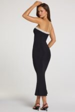 Modal Lace-Trim Midaxi Dress in Black - Image 2