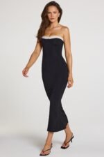 Modal Lace-Trim Midaxi Dress in Black - Image 7