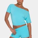 ButterCloud? Slouchy Off-Shoulder Top in Aqua