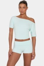 Ombralye Mini Foldover Shorts in Peppermint - Image 5