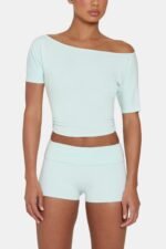 Ombralye Mini Foldover Shorts in Peppermint - Image 4