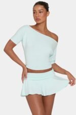ButterCloud? Slouchy Off-Shoulder Top in Peppermint - Image 5