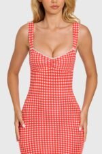 Modal Lace-Trim Midaxi Dress in Red Gingham - Image 4