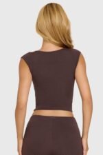 Modal Cap-Sleeve Top in Chocolate - Image 7
