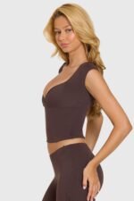 Modal Cap-Sleeve Top in Chocolate - Image 4