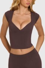 Modal Cap-Sleeve Top in Chocolate - Image 2