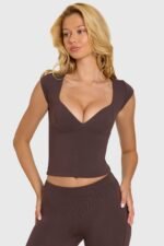 Modal Cap-Sleeve Top in Chocolate - Image 8