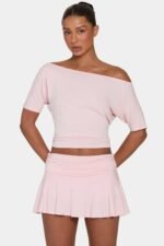 Ombralye Slouchy Off-Shoulder Top in Blush - Image 5