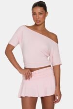 Ombralye Slouchy Off-Shoulder Top in Blush - Image 4