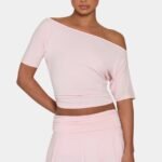 Ombralye Slouchy Off-Shoulder Top in Blush