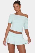 Ombralye Slouchy Off-Shoulder Top in Peppermint - Image 4