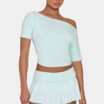 Ombralye Slouchy Off-Shoulder Top in Peppermint