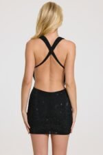Embellished Mini Dress in Black - Image 3