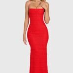 Lace Maxi Dress in Cherry
