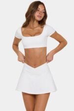 Soft Active Cap Sleeve Crop Top in Cotton Candy - Image 5