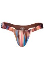 Thong Bikini Bottoms in Abstract Stripe - Image 3