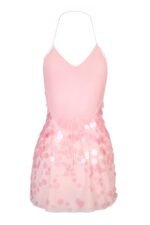 Embellished Mini Dress in Baby Pink - Image 6