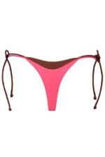 Tie-Side Thong Bikini Bottoms in Pink Contrast - Image 4