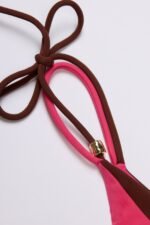 Tie-Side Thong Bikini Bottoms in Pink Contrast - Image 5