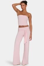 Ombralye Tie-Waist Wide-Leg Trousers in Blush - Image 5