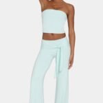 Ombralye Tie-Waist Wide-Leg Trousers in Peppermint