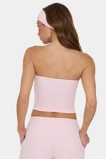 Ribbed Jersey Bandeau Top in Peach Stripe - Image 2