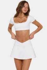 Soft Active Cap Sleeve Crop Top in Cotton Candy - Image 5