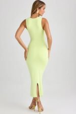 Modal Square-Neck Bodycon Midi Dress in Matcha Green - Image 2