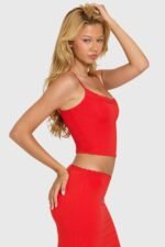 Modal Lace-Trim Top in Cherry - Image 4