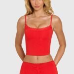 Modal Lace-Trim Top in Cherry
