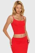 Modal Lace-Trim Top in Cherry - Image 6