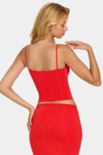 Modal Lace-Trim Top in Cherry - Image 3
