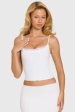 Modal Lace-Trim Top in Coconut - Image 5