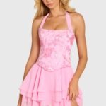 Embellished Corset Mini Dress in Blossom