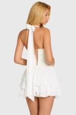 Embellished Corset Mini Dress in Pearl - Image 2