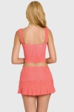Modal Ruched Bust Top in Red Gingham - Image 8