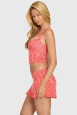 Modal Ruched Bust Top in Red Gingham - Image 4