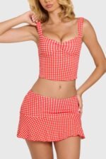 Modal Ruched Bust Top in Red Gingham - Image 2