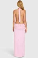 Embellished Waist Maxi Dress in Bubblegum Pink - Image 9