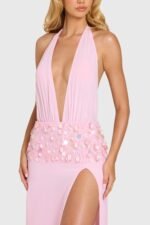 Embellished Waist Maxi Dress in Bubblegum Pink - Image 4