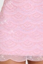 Embellished Square-Neck Mini Dress in Bubblegum Pink - Image 4