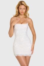 Embellished Square-Neck Mini Dress in Ivory - Image 7